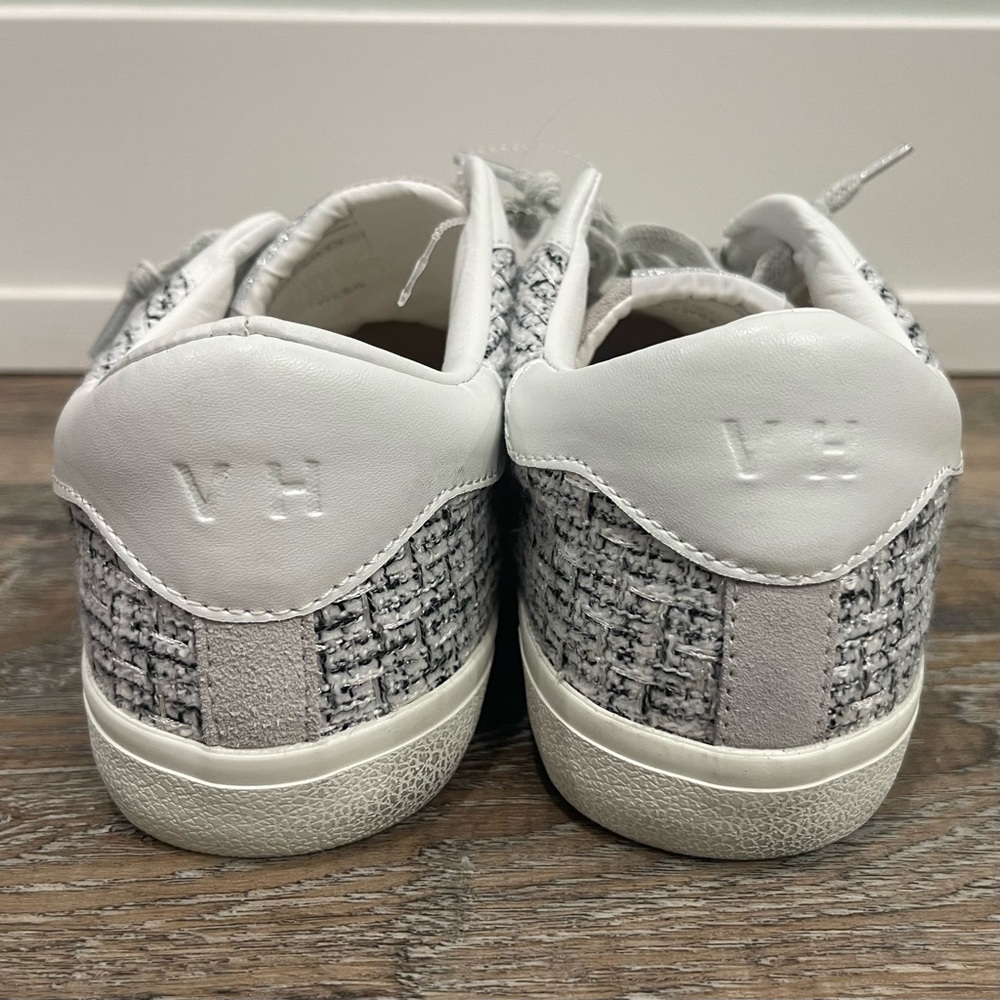 Vintage Havana White and Gray Sneakers with Star & Tweed Detail, Sz Women 11 - Picture 4 of 5